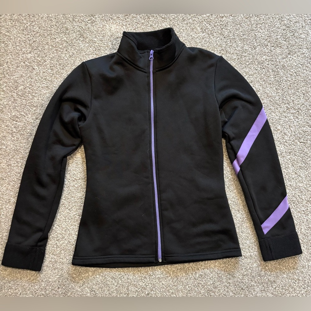 NY2 Figure Skating Pants and Jacket. Black and Purple. Pants AM Jacket AS